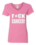 V-Neck Ladies Fck Cancer Sucks Survivor Fight Awareness Funny T-Shirt Tee