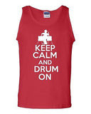 Keep Calm And Drum On Music Humor Novelty Statement Graphics Adult Tank Top