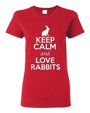 Ladies Keep Calm And Love Rabbits Bunny Pet Animal Lover Funny T-Shirt Tee