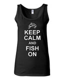 Junior Keep Calm And Fish On Water Fishing Novelty Statement Tank Top