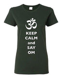Ladies Keep Calm And Say Om Yoga Hindu Sanskrit Symbol Religion DT T-Shirt Tee