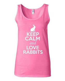 Junior Keep Calm And Love Rabbits Bunny Pet Animal Lover Sleeveless Tank Tops