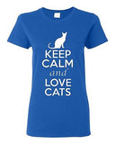 Ladies Keep Calm And Love Cats Cat Lover Pet Kitten Kitty Animals T-Shirt Tee