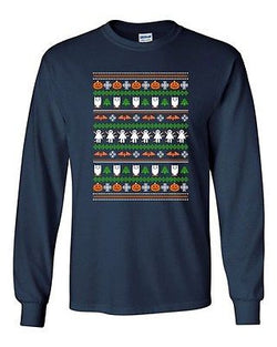 Long Sleeve Adult T-Shirt Halloween Owl Ugly Christmas Pumpkin Funny Humor DT