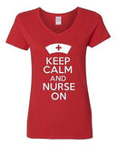 V-Neck Ladies Keep Calm And Nurse On Nursing Hospital Medical Funny T-Shirt Tee