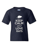 Keep Calm And Love Rats Animals Novelty Statement Youth Kids T-Shirt Tee