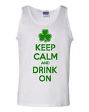 Keep Calm And Drink On Beverages Humor Novelty Statement Graphics Adult Tank Top