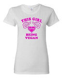 Ladies This Girl Loves Being A Vegan Vegetarian Vegetables Lover T-Shirt Tee