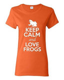 Ladies Keep Calm And Love Frogs Toads Bullfrog Animal Lover Funny T-Shirt Tee