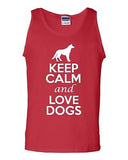 Keep Calm And Love Dogs Pet Humor Novelty Statement Graphics Adult Tank Top