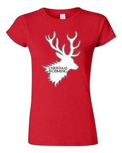 Junior Christmas Is Coming Reindeer Funny Holiday Xmas Humor DT T-Shirt Tee