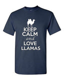 Keep Calm And Love Llamas Animals Novelty Statement Graphics Adult T-Shirt Tee