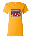 Ladies Warning If Zombies Chase Us Tripping You TV Funny Parody DT T-Shirt Tee