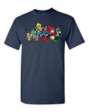 Superhero Group Shot Video Game Characters Parody Novelty DT Adult T-Shirt Tee