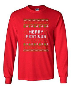 Long Sleeve Adult T-Shirt Merry Festivus Ugly Christmas Season Parody Funny DT