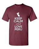 Keep Calm And Love Peru Country Novelty Statement Graphic Adult T-Shirt Tee