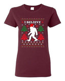 Ladies I Believe Sasquatch Big Foot Ugly Christmas Gift Funny DT T-Shirt Tee