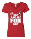 V-Neck Ladies What Does The Fox Say Party Music Comedy Funny Humor T-Shirt Tee