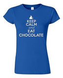 Junior Keep Calm and Eat Chocolate Novelty Sweets Graphic T-Shirt Tee