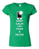 Junior Keep Calm And Take A Selfie Flash Phone Camera Pics Funny DT T-Shirt Tee