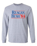 Long Sleeve Adult T-Shirt Reagan Bush '84 Election Politics Poster Funny Parody