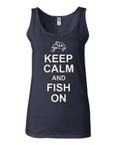 Junior Keep Calm And Fish On Water Fishing Novelty Statement Tank Top