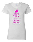 Ladies Keep Calm and Play Piano Pianist Musician Music Lover Jazz T-Shirt Tee