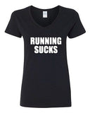 V-Neck Ladies Running Sucks Train Exercise Training Work Out Funny T-Shirt Tee