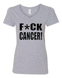 V-Neck Ladies Fck Cancer Sucks Survivor Fight Awareness Funny T-Shirt Tee