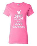 Ladies Keep Calm And Love Squirrels Chipmunks Animal Lover Funny T-Shirt Tee