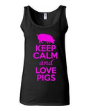 Junior Keep Calm And Love Pigs Animal Lover Graphic Sleeveless Tank Tops