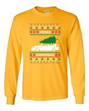 Long Sleeve Adult T-Shirt Merry Christmas Car Ugly Xmas Tree Funny Humor DT