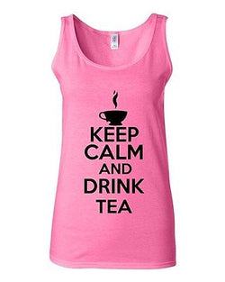 Junior Keep Calm And Drink Tea Beverages Novelty Statement Tank Top