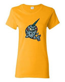 Ladies Zombie Narwhal Undead Horn Fish Monster Animals Horror DT T-Shirt Tee