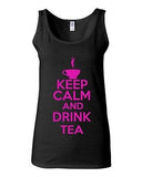 Junior Keep Calm And Drink Tea Beverages Novelty Statement Tank Top