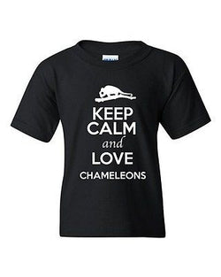 Keep Calm And Love Chameleons Camo Reptiles Animal Lover Youth Kids T-Shirt Tee