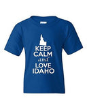 Keep Calm And Love Idaho State Novelty Statement Youth Kids T-Shirt Tee