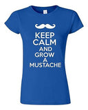 Junior Keep Calm And Grow A Mustache Funny Novelty Statement T-Shirt Tee