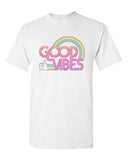 Good Vibes 70's Rainbow Retro BeanePod Artworks Art Funny DT Adult T-Shirt Tee