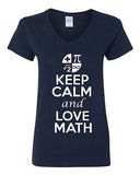 V-Neck Ladies New Keep Calm And Love Math Mathematics Nerd Funny T-Shirt Tee