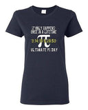 Ladies It Only Happens Once In A Lifetime Ultimate Pi Day Math DT T-Shirt Tee