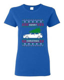 Ladies Merry Christmas Ugly Xmas Car Tree Funny Humor DT T-Shirt Tee