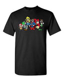 Superhero Group Shot Video Game Characters Parody Novelty DT Adult T-Shirt Tee