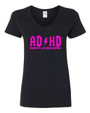 V-Neck Ladies ADHD Highway To... Hey Look A Squirrel Funny Humor T-Shirt Tee