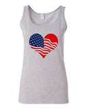 Junior Heart Flag USA Love Country Love America Patriotic Sleeveless Tank Tops