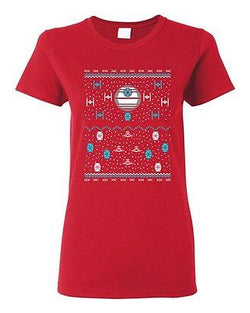 Ladies Star Ship Ugly Christmas Comic Space TV Movie Parody Funny DT T-Shirt Tee