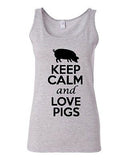 Junior Keep Calm And Love Pigs Animal Lover Graphic Sleeveless Tank Tops