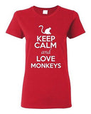 Ladies Keep Calm And Love Monkeys Ape Animal Lover Wild Funny T-Shirt Tee