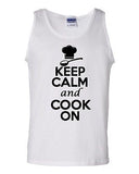 Keep Calm And Cook On Chef Humor Novelty Statement Graphics Adult Tank Top