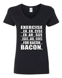 V-Neck Ladies Exercise Eggs Are Sides For Bacon Breakfast Gym Funny T-Shirt Tee